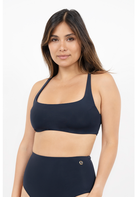Crete  - Cross Back Bikini Top - Pebble