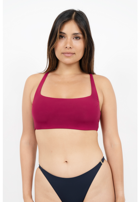 Crete  - Cross Back Bikini Top - Red Coral