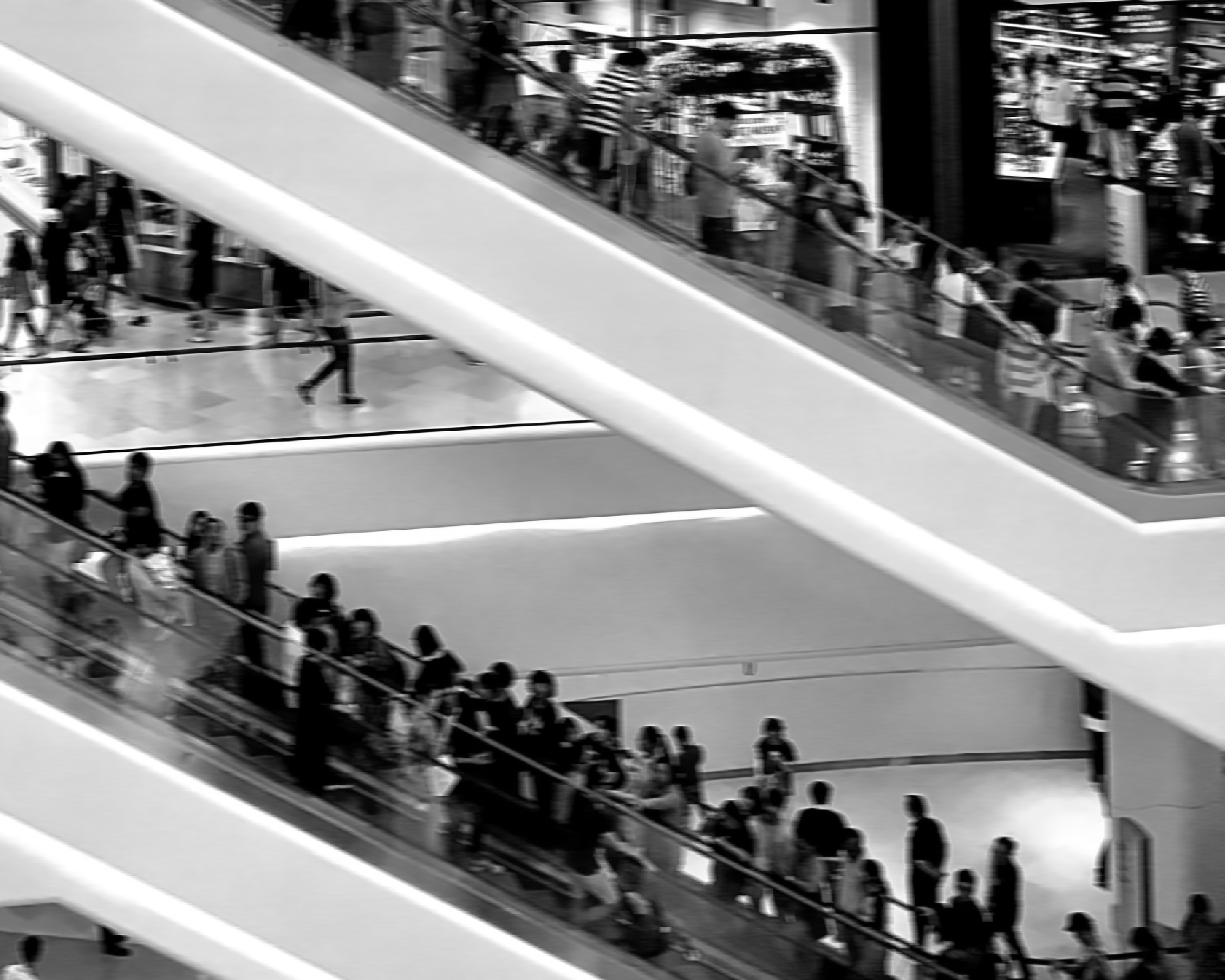 overconsumption, crowd, mall, elevator, mass consumption, trends